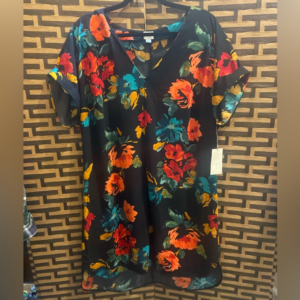 NWT A NEW DAY navy blue floral print dress womens size xxl